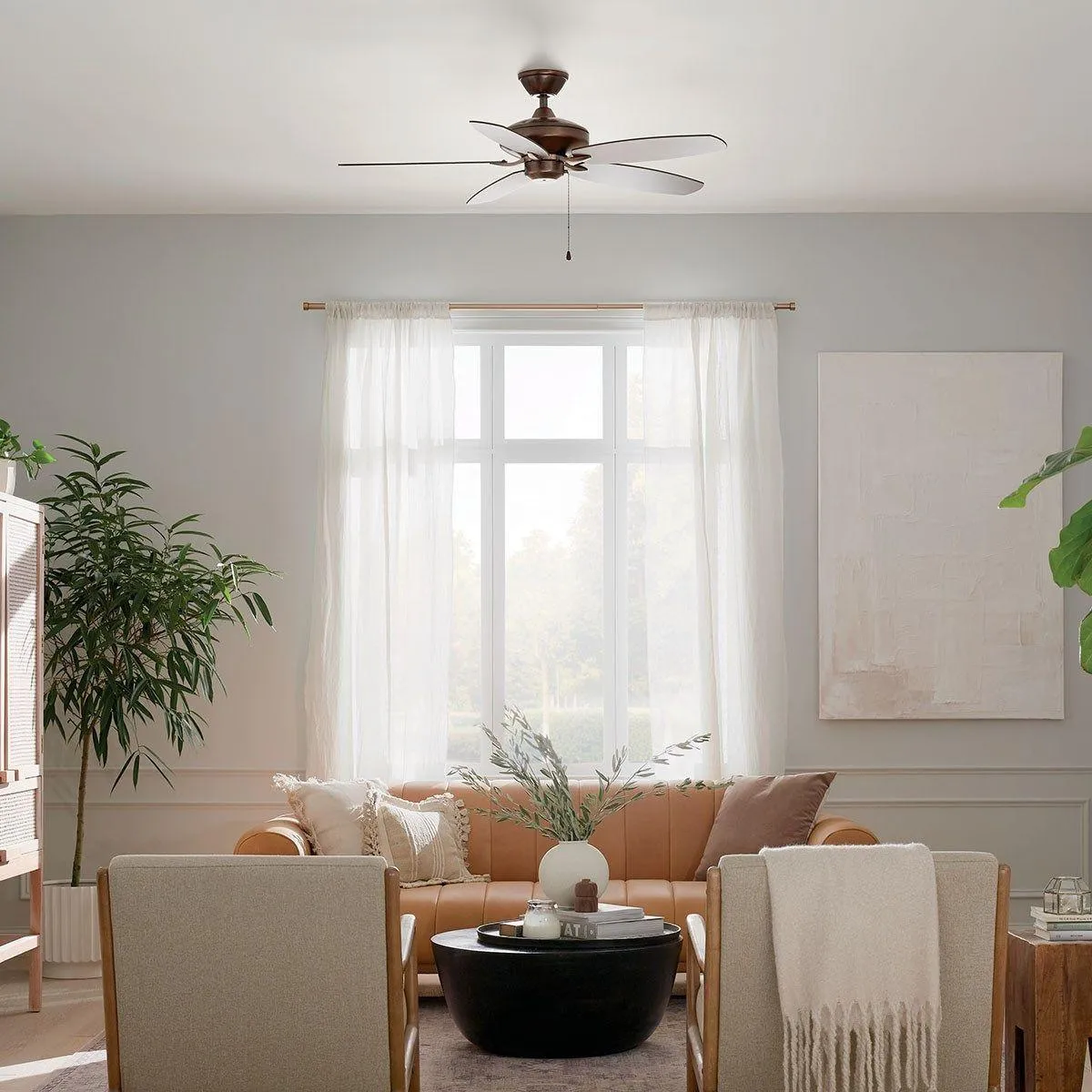 Renew 52 Inch Oil Brushed Bronze Simple Ceiling Fan with Pull Chain