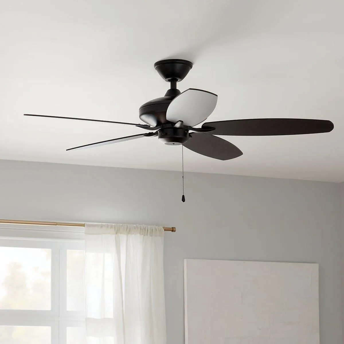 Renew 52 Inch Satin Black Simple Ceiling Fan with Pull Chain