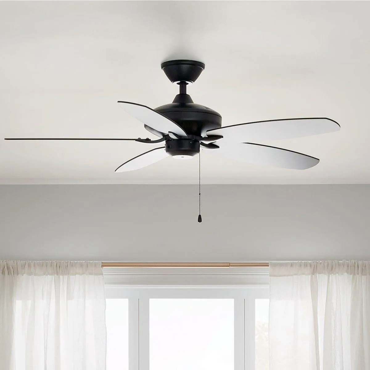 Renew 52 Inch Satin Black Simple Ceiling Fan with Pull Chain
