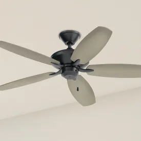 Renew 52 Inch Satin Black Simple Ceiling Fan with Pull Chain