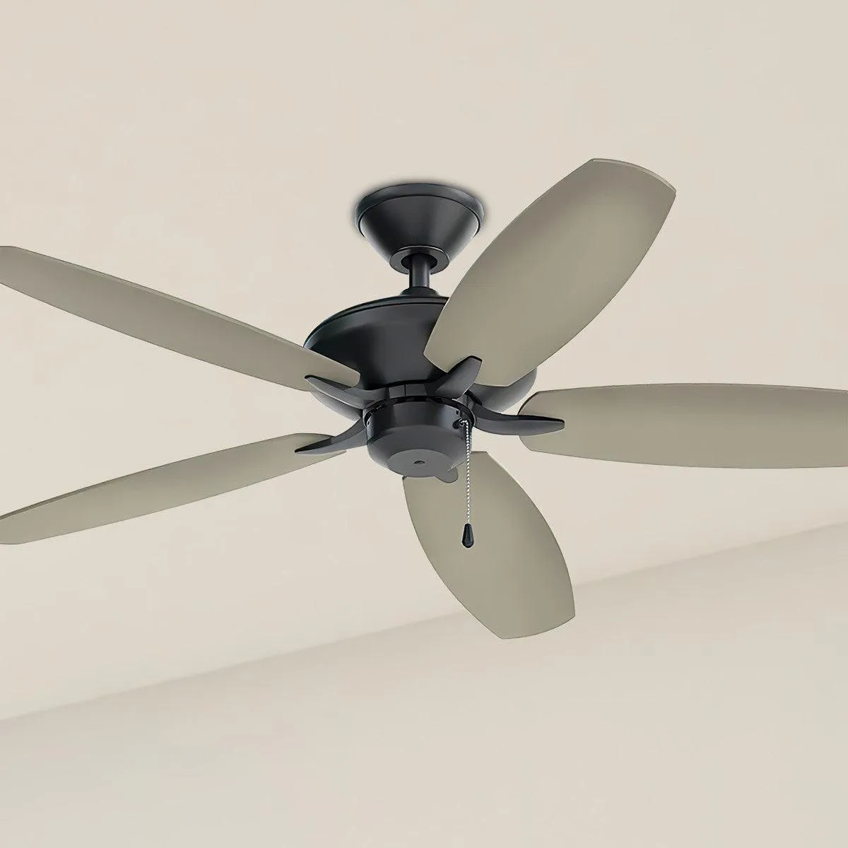Renew 52 Inch Satin Black Simple Ceiling Fan with Pull Chain
