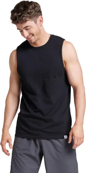 Russell Athletic Men's Dri-Power Cotton Blend Sleeveless Muscle Shirts, Moisture Wicking Odor Protection UPF 30 , Sizes S-4X