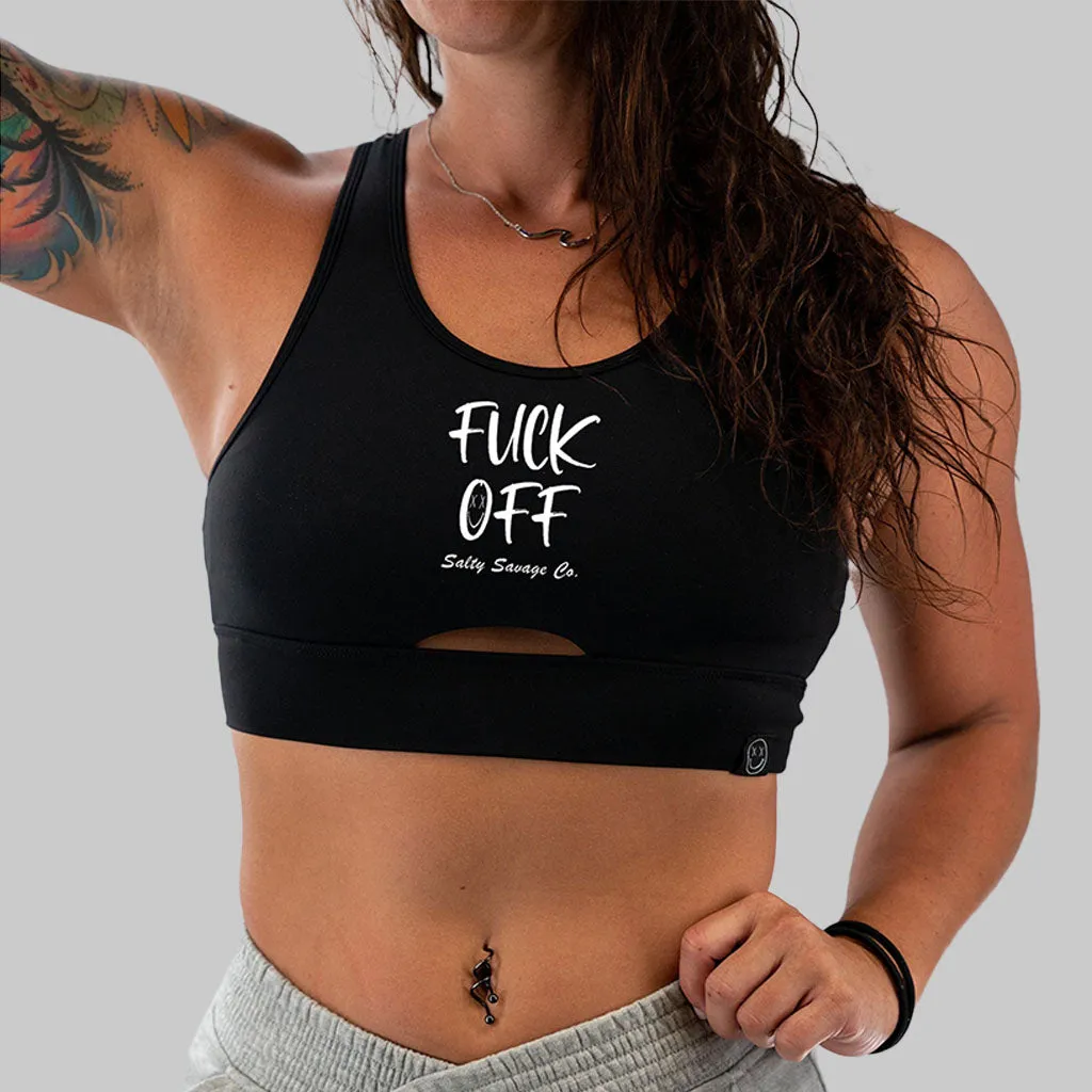 Salty Savage Ladies “Fuck Off” Peekaboo Sports Bra | Cocoa Beach Performance