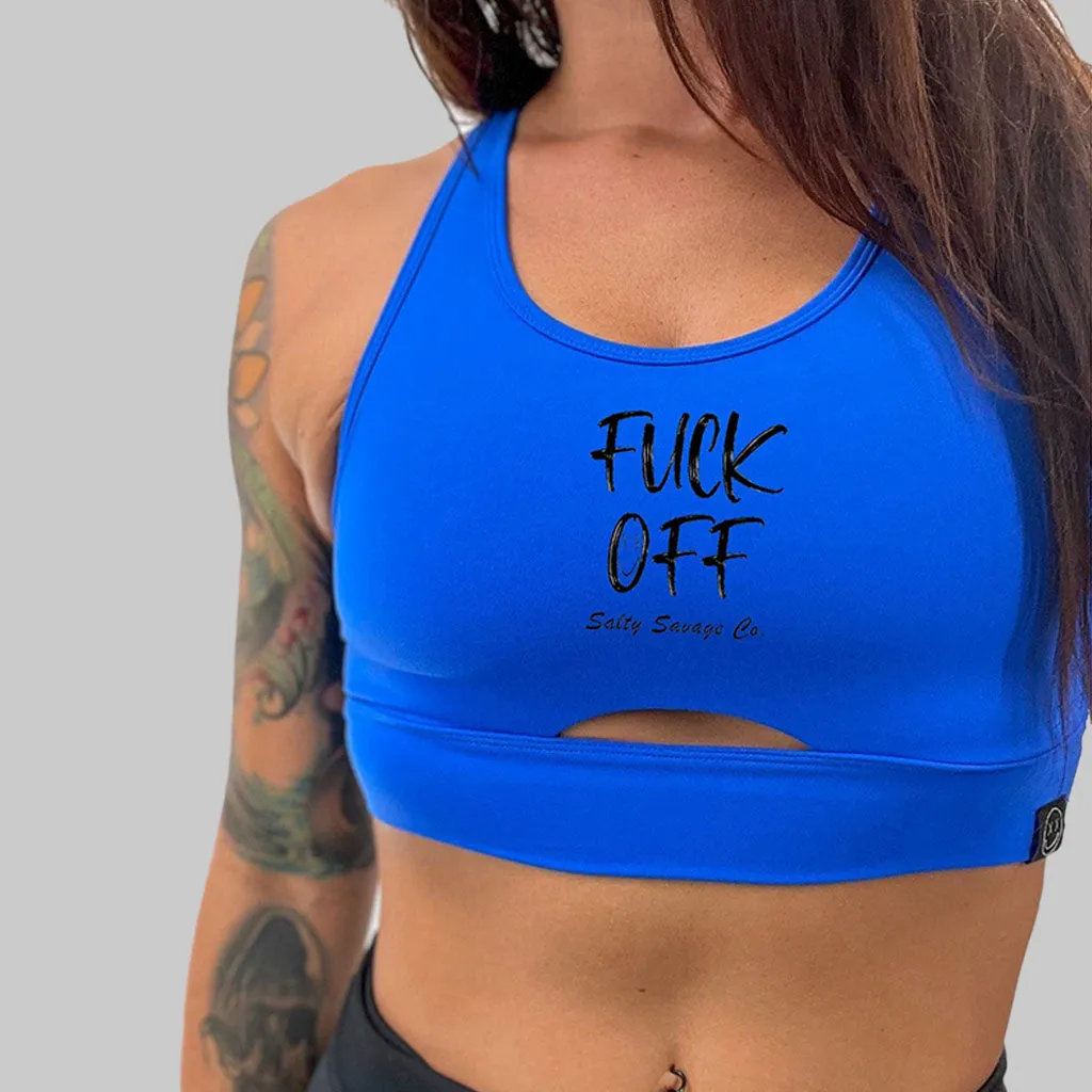 Salty Savage Ladies “Fuck Off” Peekaboo Sports Bra | Cocoa Beach Performance