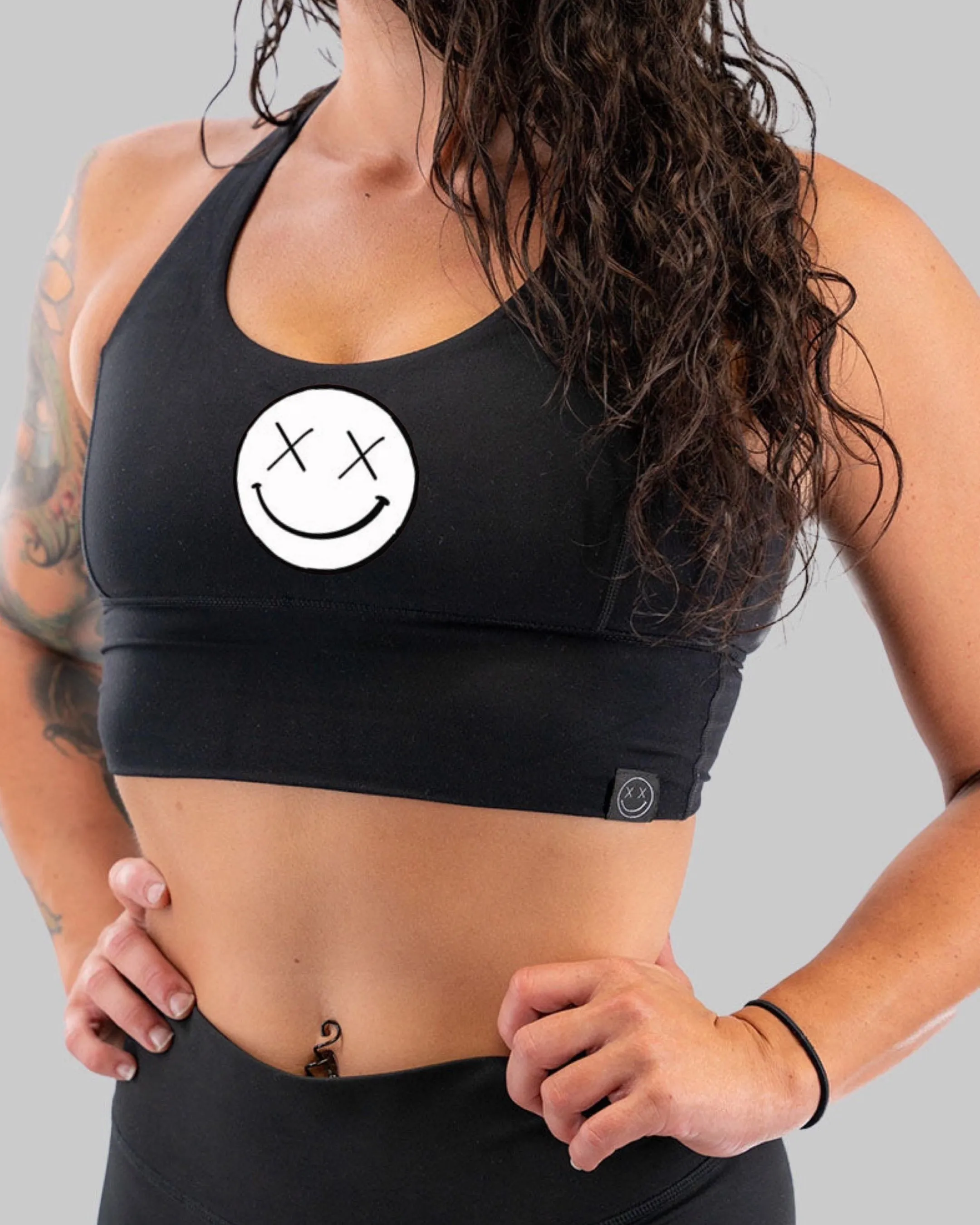 Salty Savage Ladies "OG Basic Smile" X Back Longlne Sports Bra | Cocoa Beach Performance