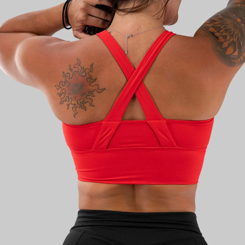 Salty Savage Ladies "OG Basic Smile" X Back Longlne Sports Bra | Cocoa Beach Performance