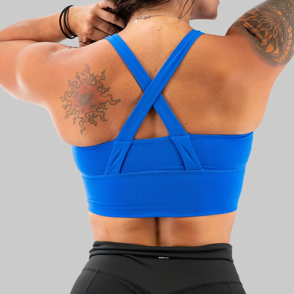 Salty Savage Ladies "OG Basic Smile" X Back Longlne Sports Bra | Cocoa Beach Performance
