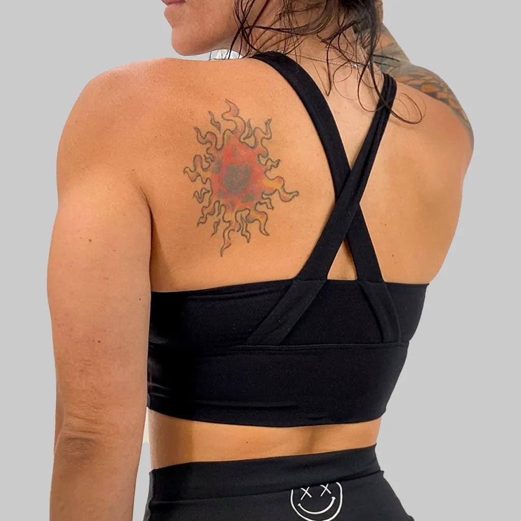 Salty Savage Ladies "OG Basic Smile" X Back Longlne Sports Bra | Cocoa Beach Performance
