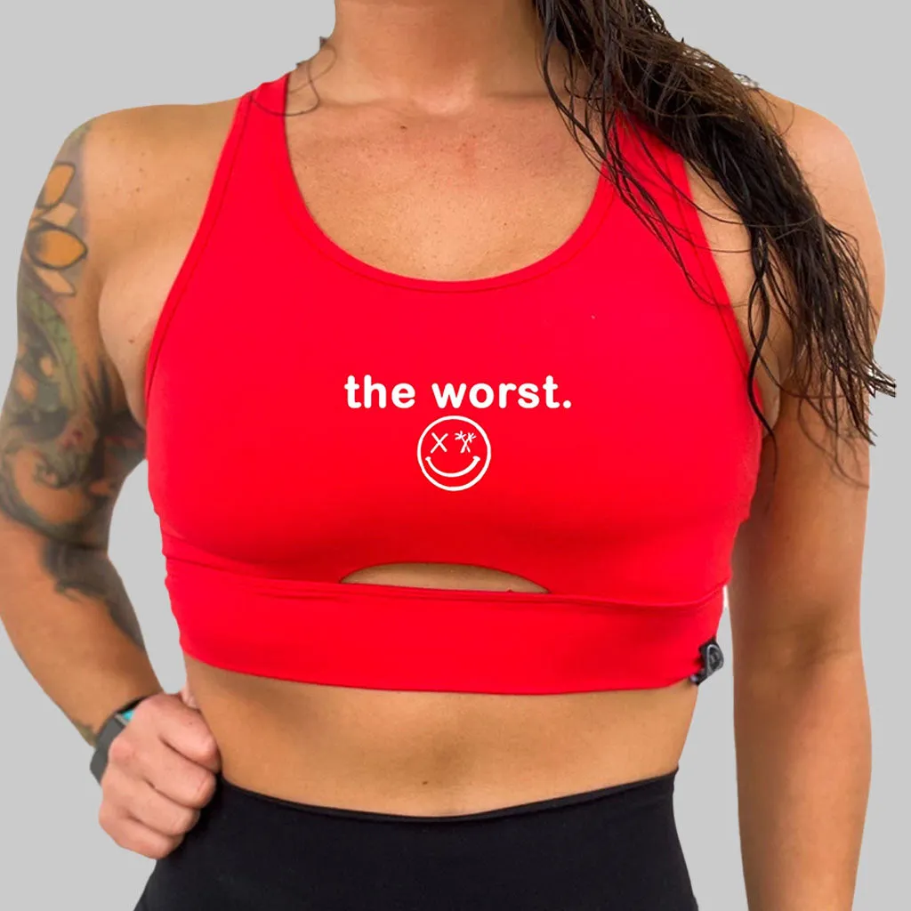 Salty Savage Ladies “the worst” Peekaboo Sports Bra | Cocoa Beach Performance