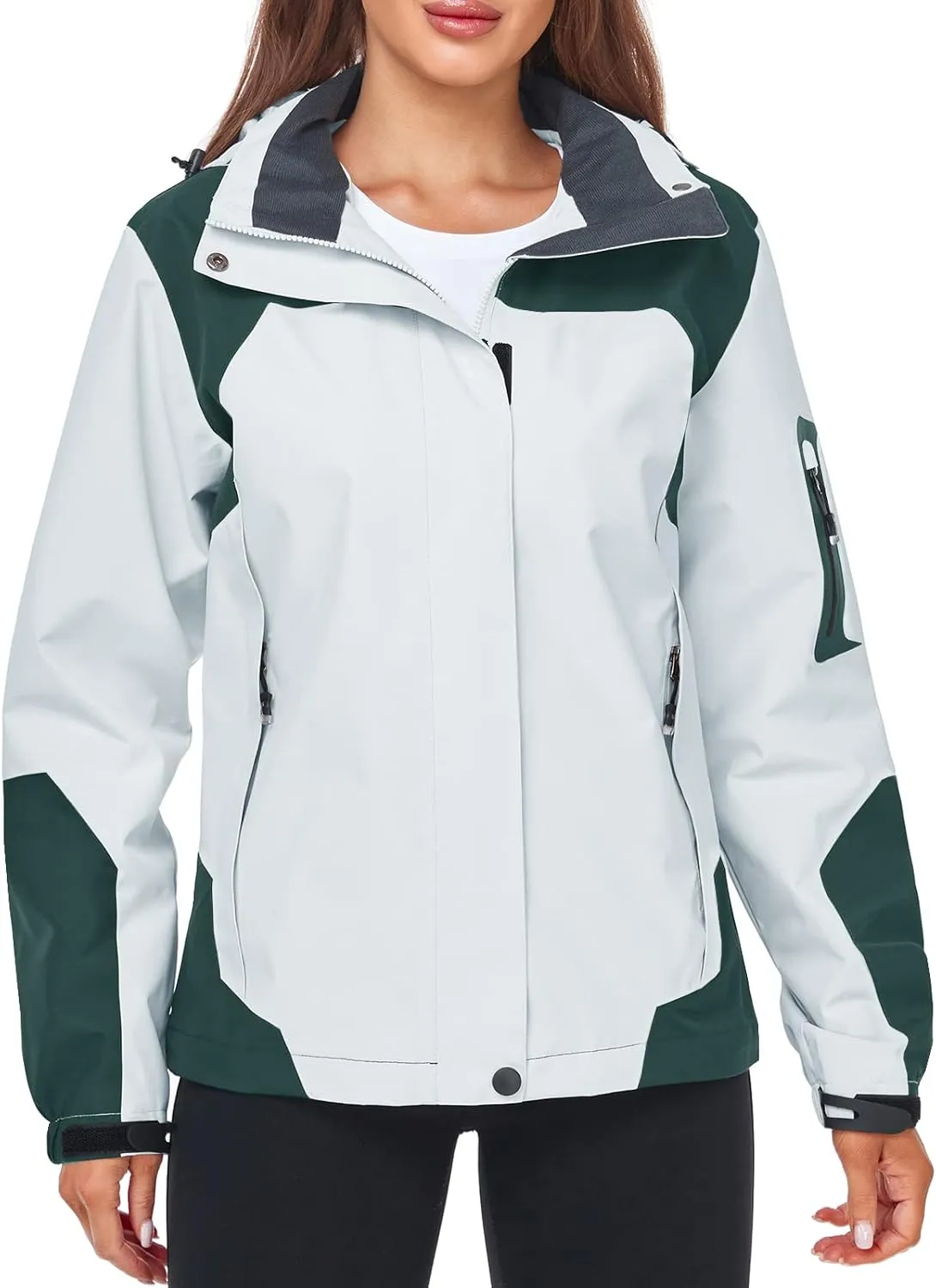 SaphiRose Womens Waterproof Rain jacket Lightweight Active Outdoor Raincoat with Removable Hood