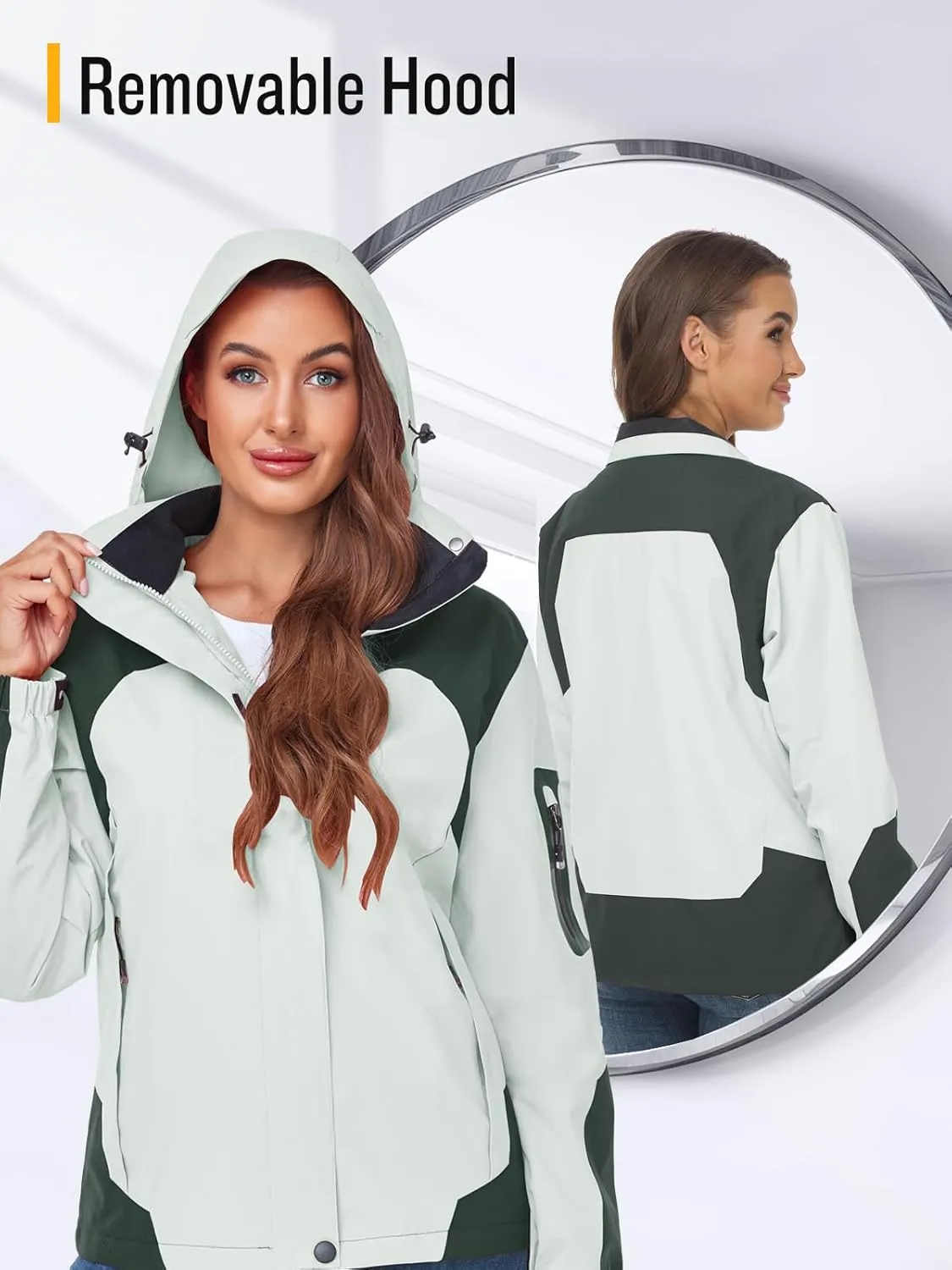 SaphiRose Womens Waterproof Rain jacket Lightweight Active Outdoor Raincoat with Removable Hood