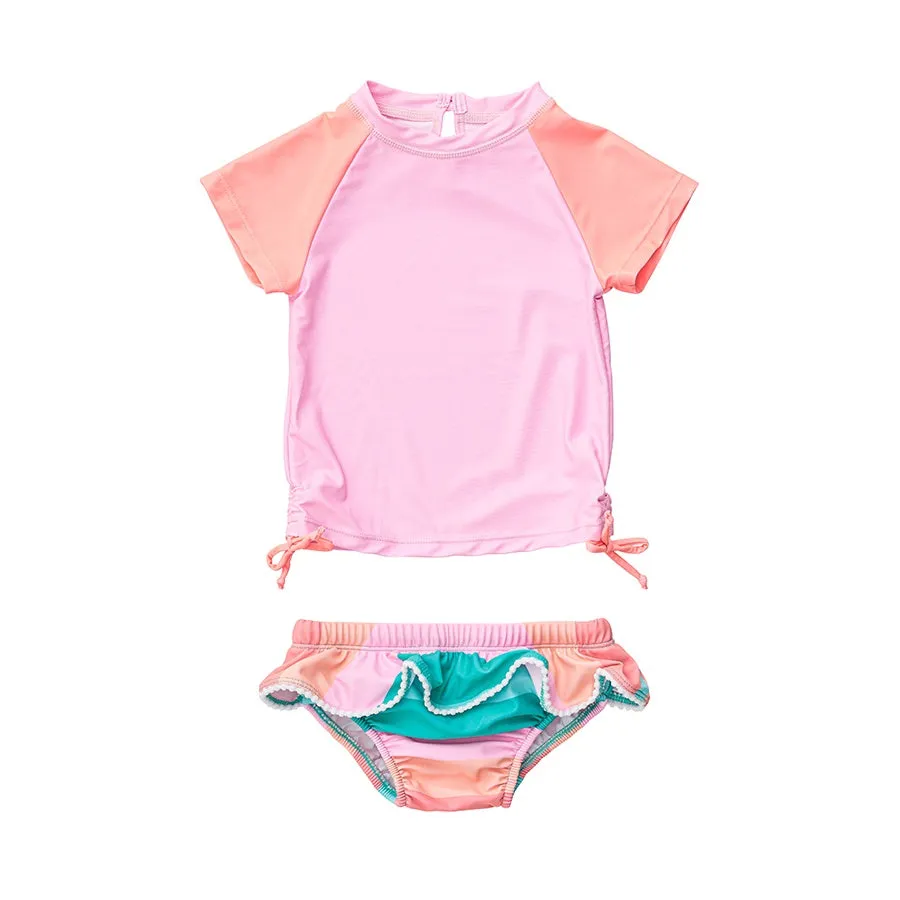 Snapper Rock Sunset Stripe Short Sleeves Ruffle Set G50024