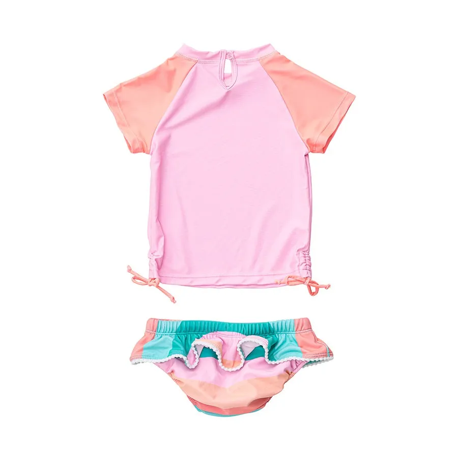 Snapper Rock Sunset Stripe Short Sleeves Ruffle Set G50024