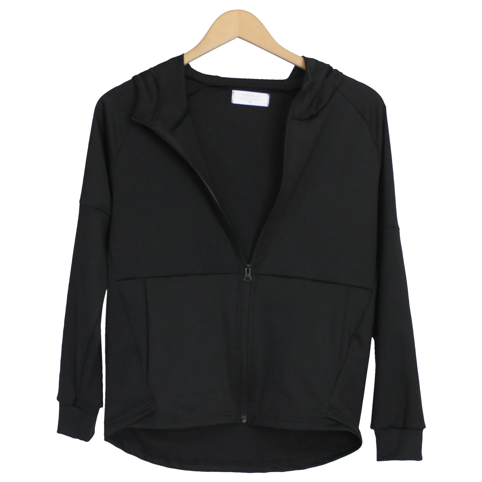 SOBEYO Full-Zip Jacket Lightweight Breathable Yoga Fitness Work-out sport Hoodies Black