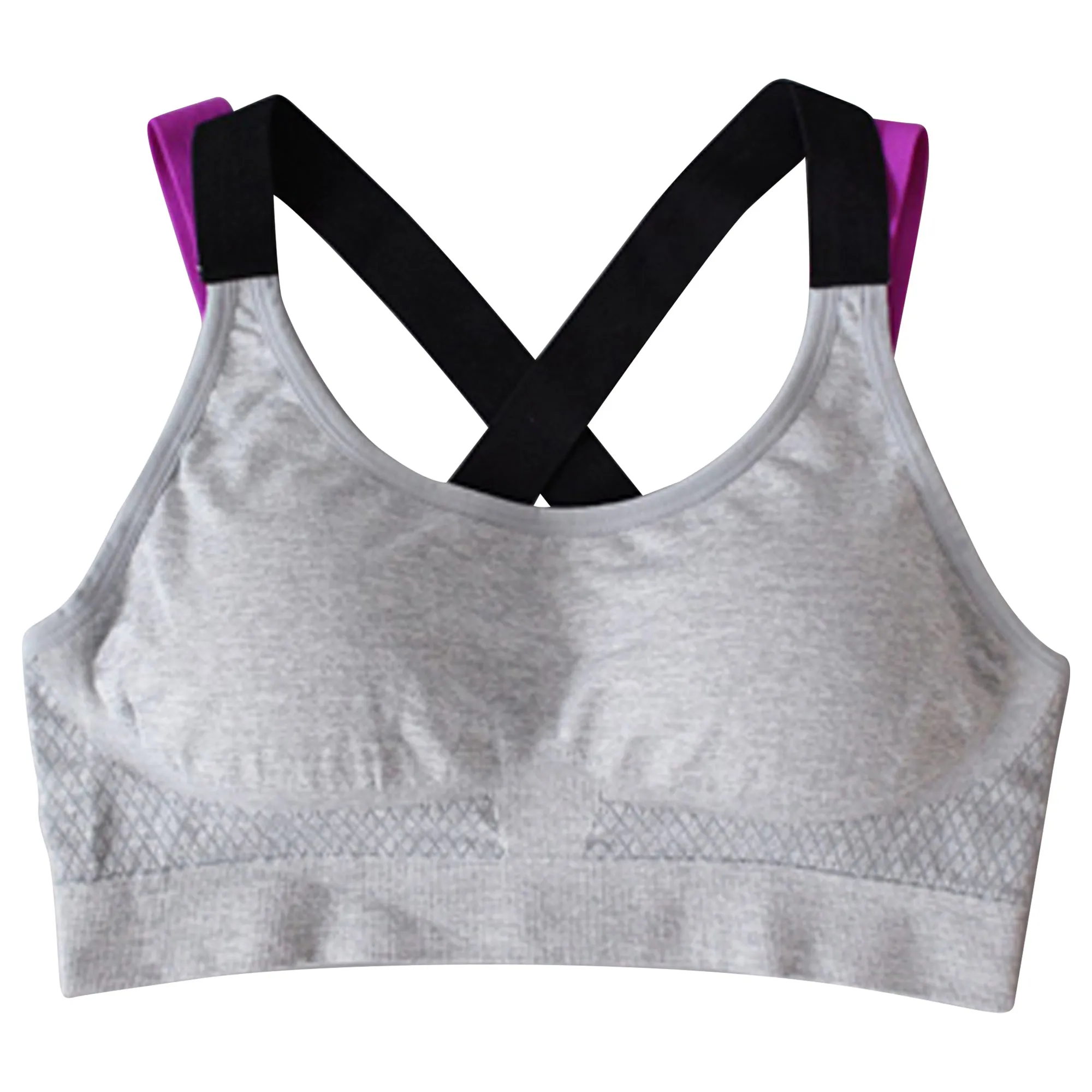 SOBEYO Sports Bra Padded Elastic Straps Cross Back Gray