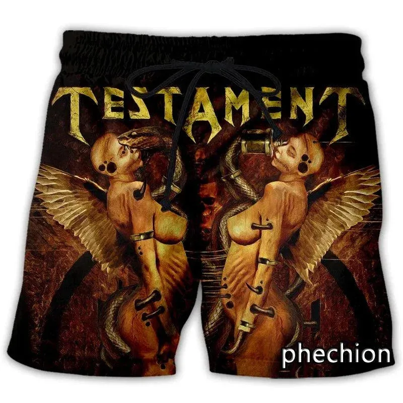 Testament Thrash Metal 3D Print Shorts – Unisex Streetwear for True Metalheads