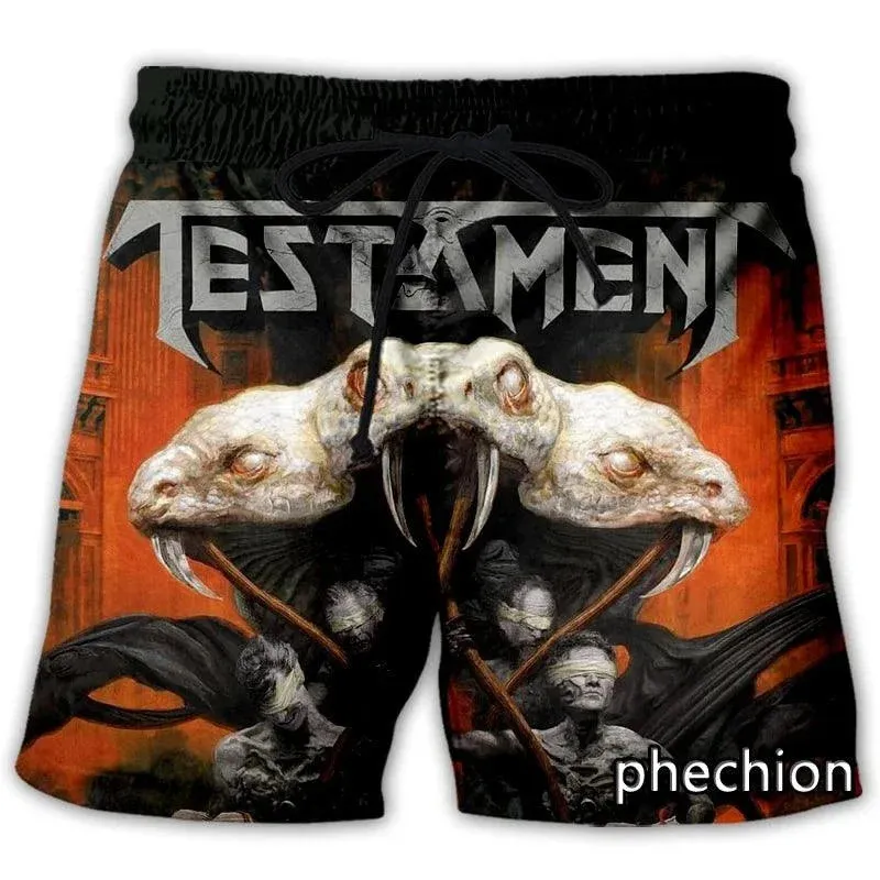 Testament Thrash Metal 3D Print Shorts – Unisex Streetwear for True Metalheads