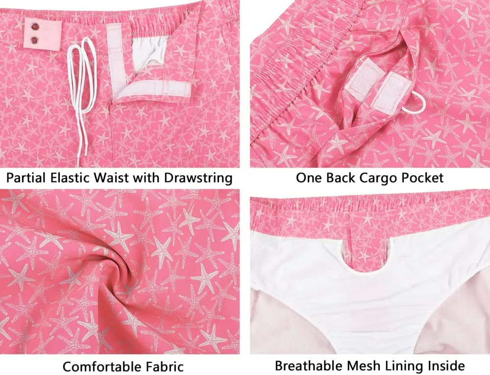 unitop Women's Swim Shorts Quick Dry Summer Beach Drawstring Board Shorts Swimwear