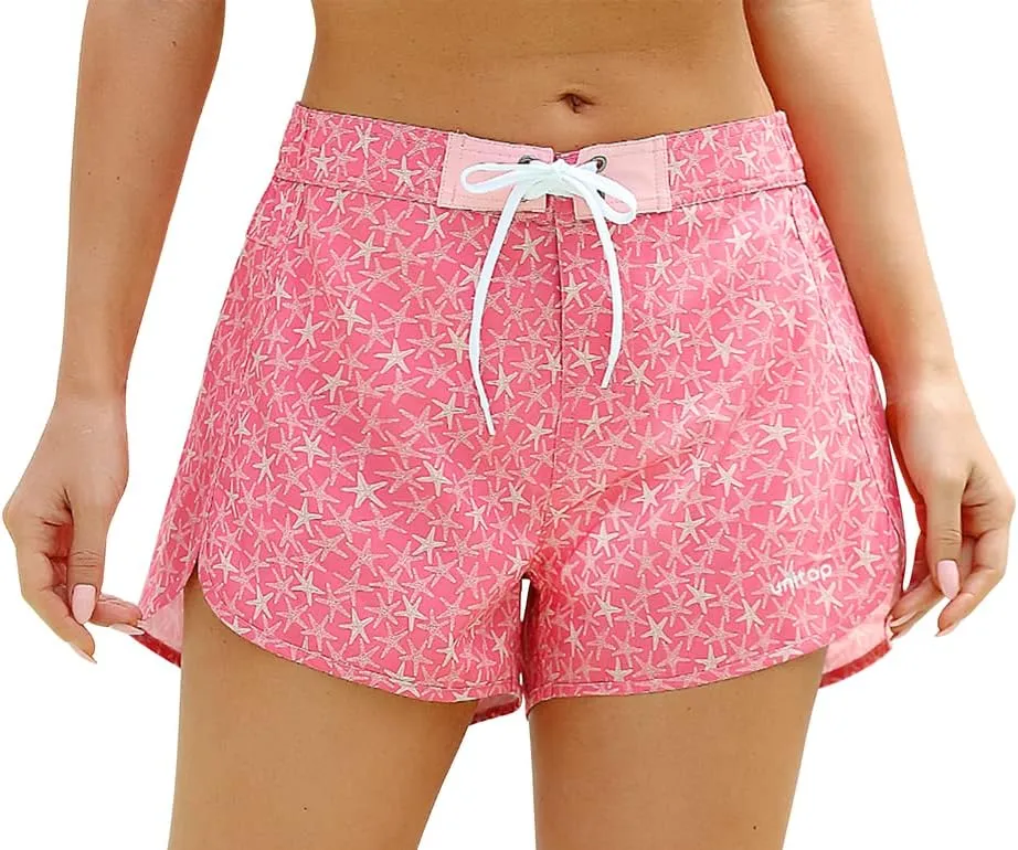 unitop Women's Swim Shorts Quick Dry Summer Beach Drawstring Board Shorts Swimwear