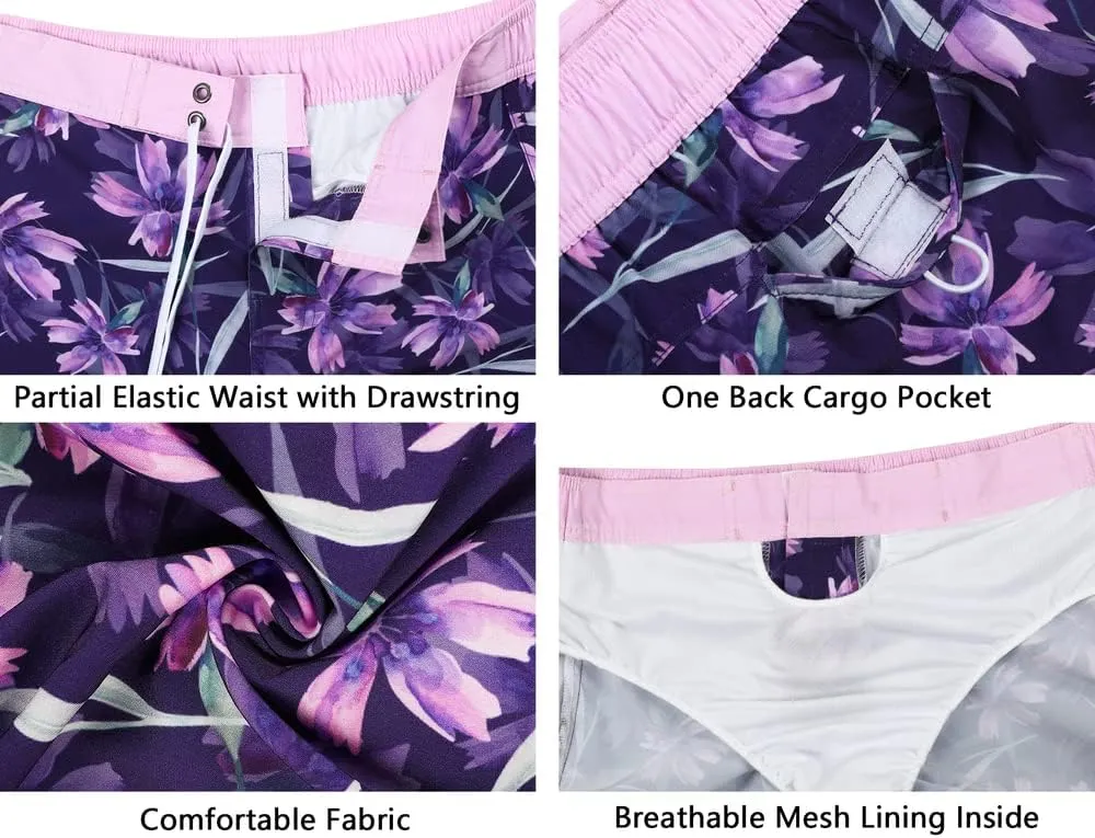 unitop Women's Swim Shorts Quick Dry Summer Beach Drawstring Board Shorts Swimwear