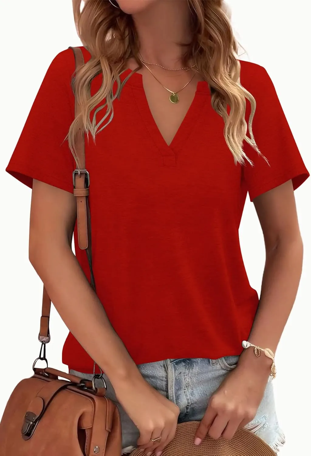 WEESO Womens Tops Summer Short Sleeve V Neck Blouses Business Casual Loose Fit Tshirts Trendy Fashion Outfits