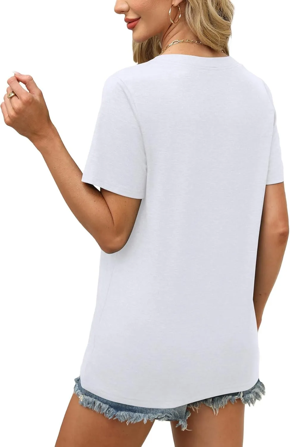 WEESO Womens Tops Summer Short Sleeve V Neck Blouses Business Casual Loose Fit Tshirts Trendy Fashion Outfits