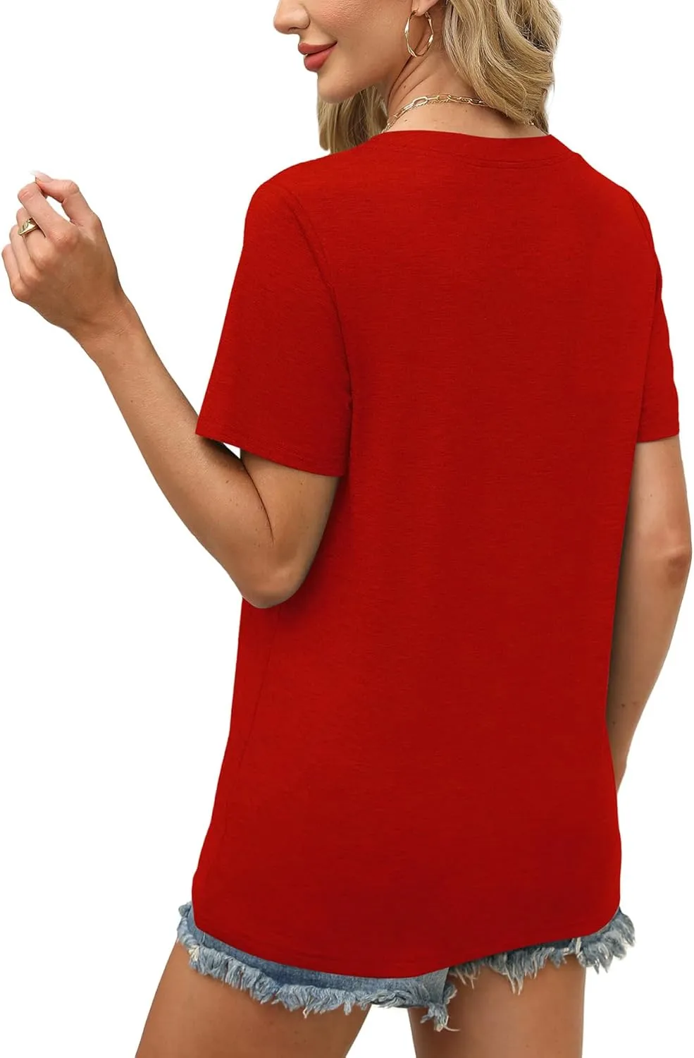 WEESO Womens Tops Summer Short Sleeve V Neck Blouses Business Casual Loose Fit Tshirts Trendy Fashion Outfits