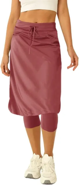 Women 20" Knee Length Tennis Skirt with Built in Legging Golf Skirts Skirted Legging with Pockets