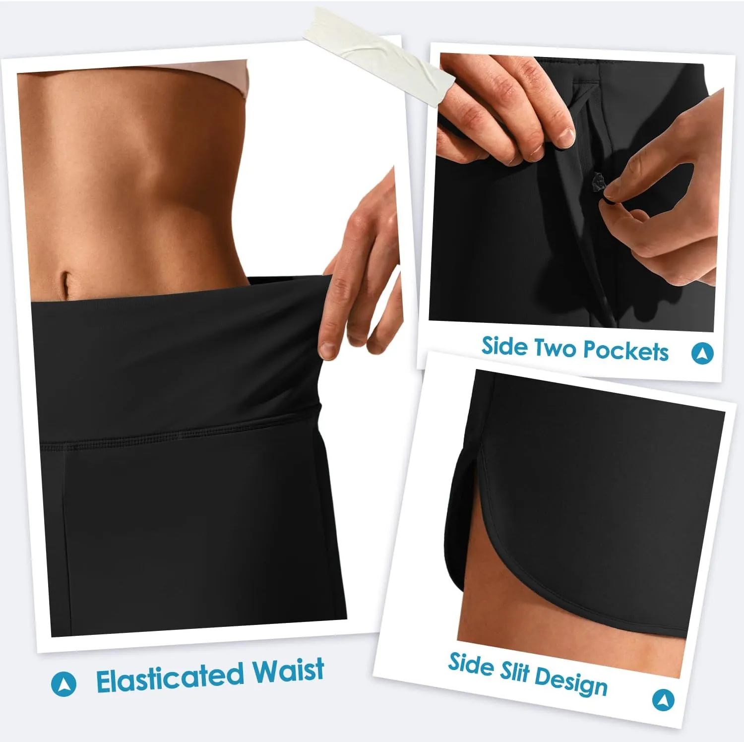 Women's 6" High Waisted Swim Board Short, Quick Dry Beach Swim Shorts with Mesh Brief Liner and Side Pockets