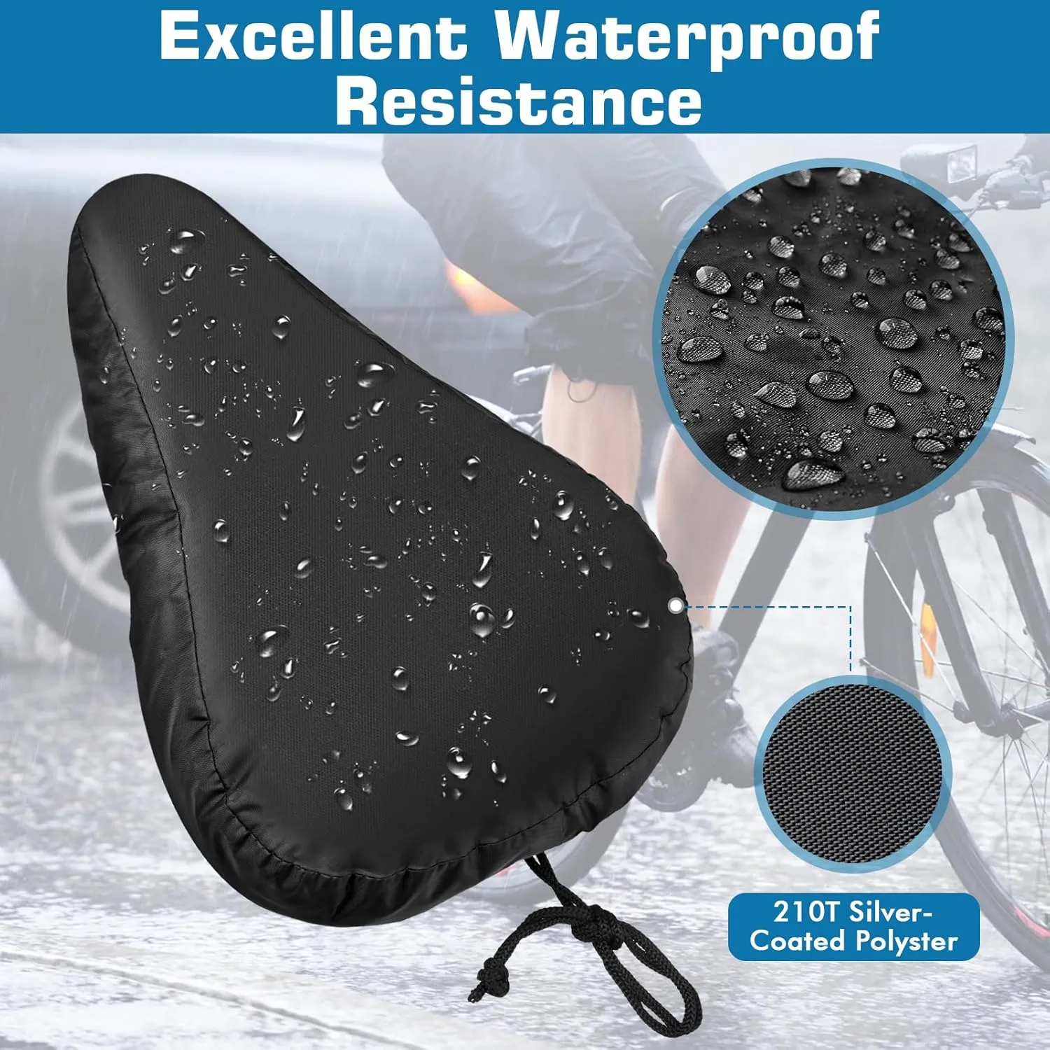 Zacro Bike Seat Rain Cover, 2 Pcs Waterproof Sun & Dust Protector, Washable Bike Seat Cushion for Women Men City/Mountain