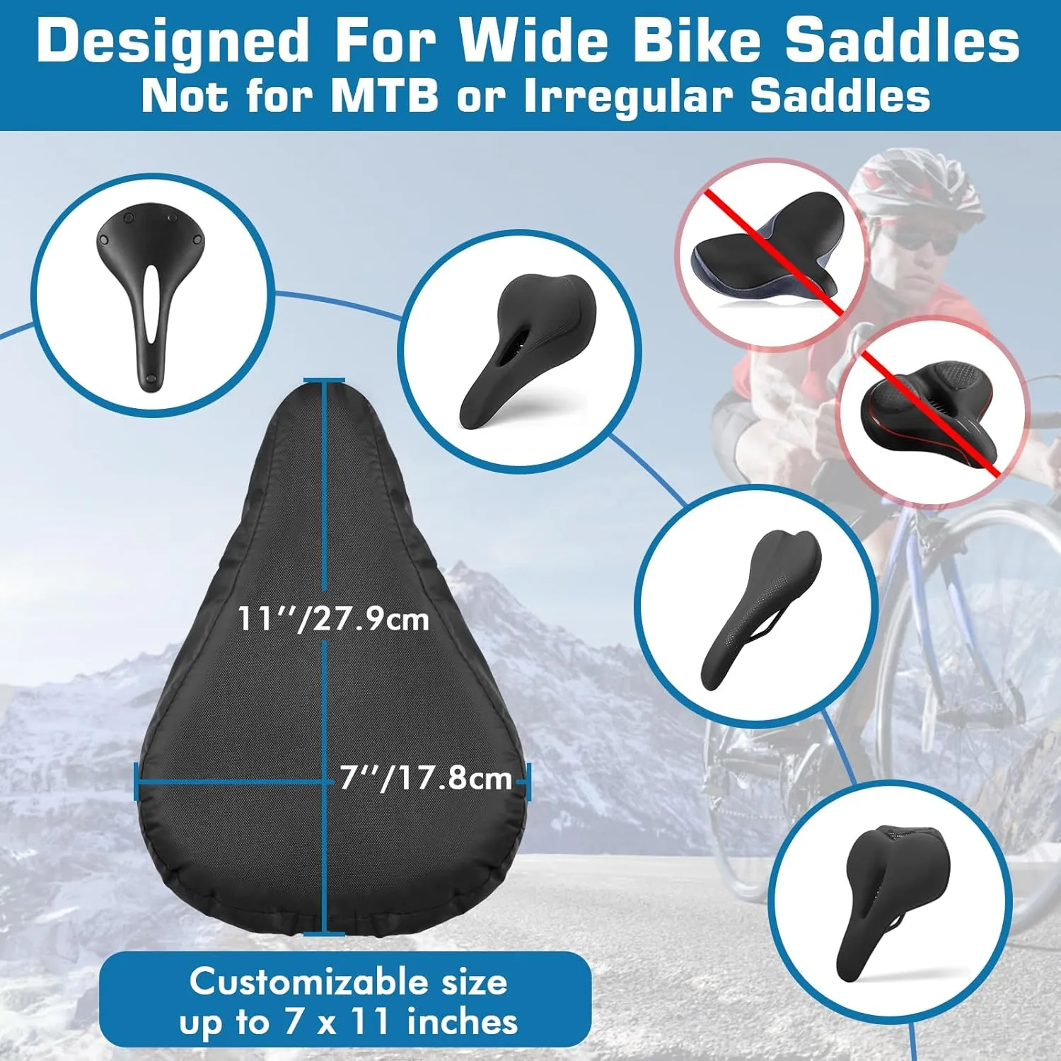 Zacro Bike Seat Rain Cover, 2 Pcs Waterproof Sun & Dust Protector, Washable Bike Seat Cushion for Women Men City/Mountain